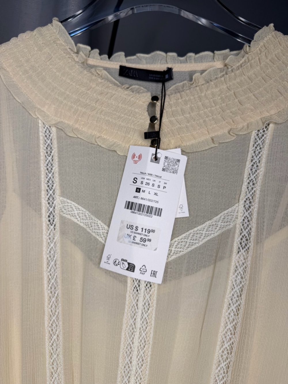 NWT Zara Woman Bloggers Fav BELTED COTTON GAUZE DRESS Size S Small - Picture 11 of 12